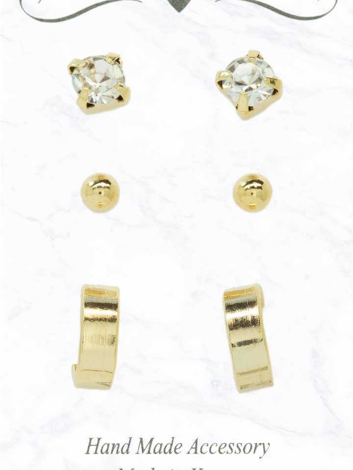 Set di 3 orecchini a perno con anello spesso. per la vendita all'ingrosso da parte di Suzie Q USA