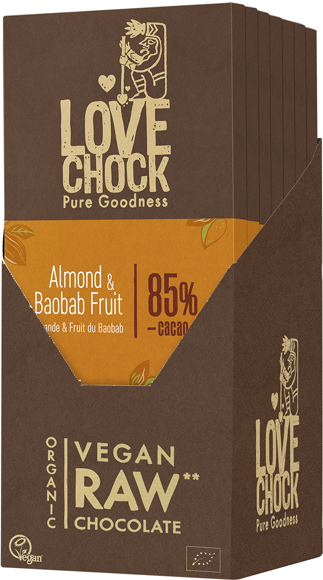 Lovechock NL - Wholesale Chocolate Bar - 85% chocolate almond & baobab - Organic, raw, vegan, sustainable3