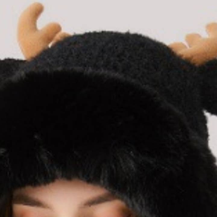 NINEXIS - Wholesale Hat Accessory - Women's - CWAH2209_WINTER CHRISTMAS ANTLER AND FLEECE KNITTED HAT