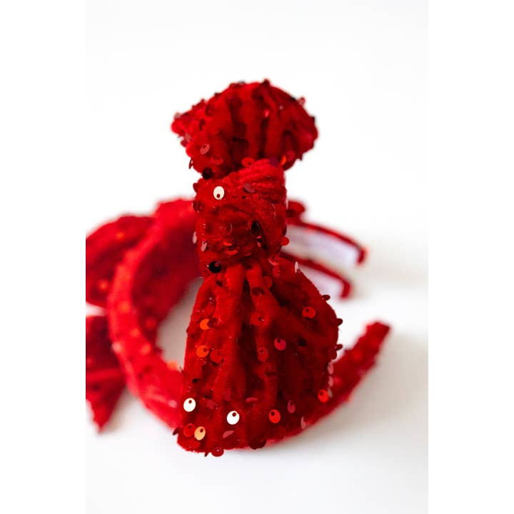 Cheeky Plum - Wholesale Fashion Headband - Women's - Sequin Headband - Red Haute3