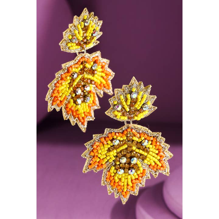 Urbanista Outlet - Wholesale Dangle Earrings - Seed Bead Maple Drop Earring