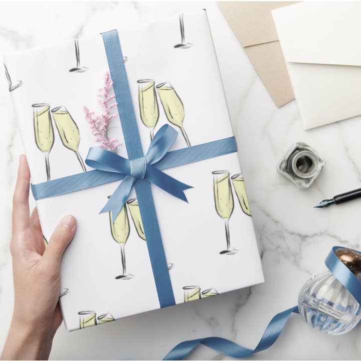 Papier d'emballage Prosecco Sip, Sip, Hourra pour la vente par Kate by Rolfes Custom Design