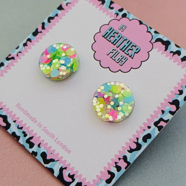 By Heather Filby – wholesale Stud/post earrings – Glitter Circle Stud Earrings (MORE COLOURS) - Best Seller13
