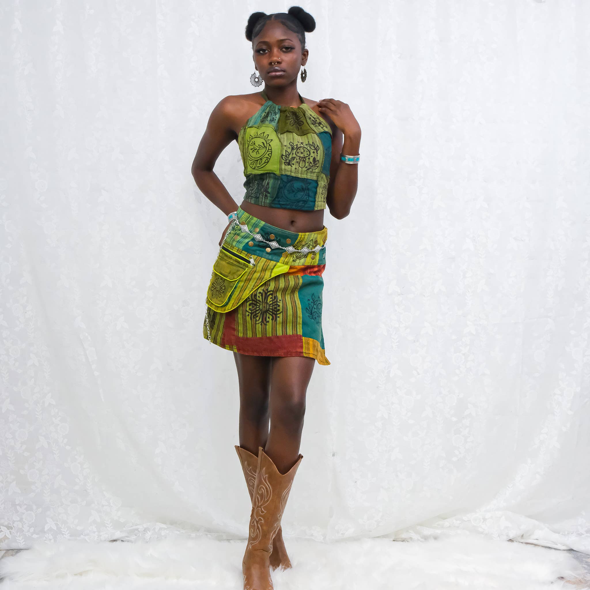 Karma Nepal Crafts - Wholesale Skirt - Women's - Patchwork Skirt with Button17