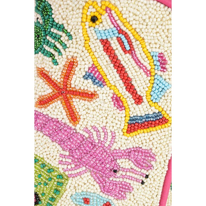 America & Beyond - Wholesale Shoulder Bag - Women's - Underwater Tales Beaded Shoulder Bag