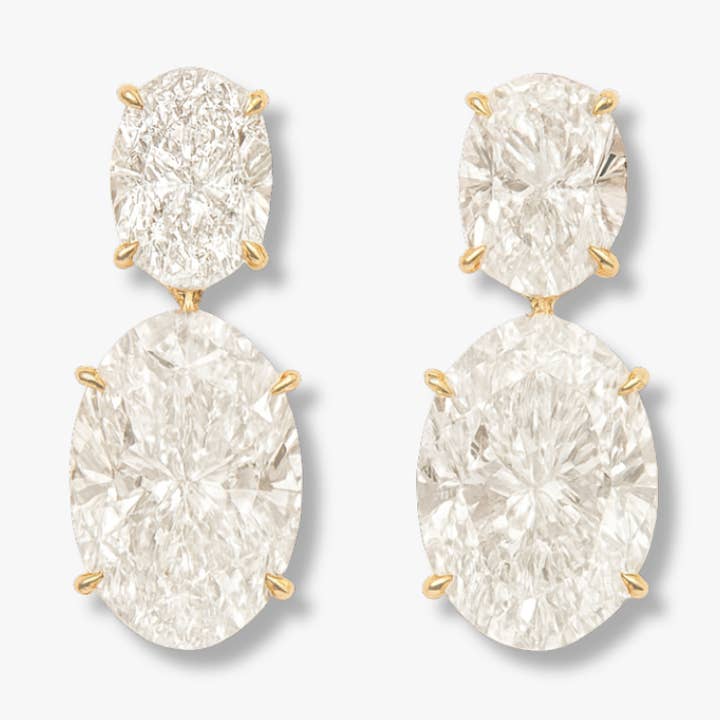 Riviera Oval Diamond Drop Earrings for wholesale by Liv Bella Vita | European Inspired Waterproof Jewelry