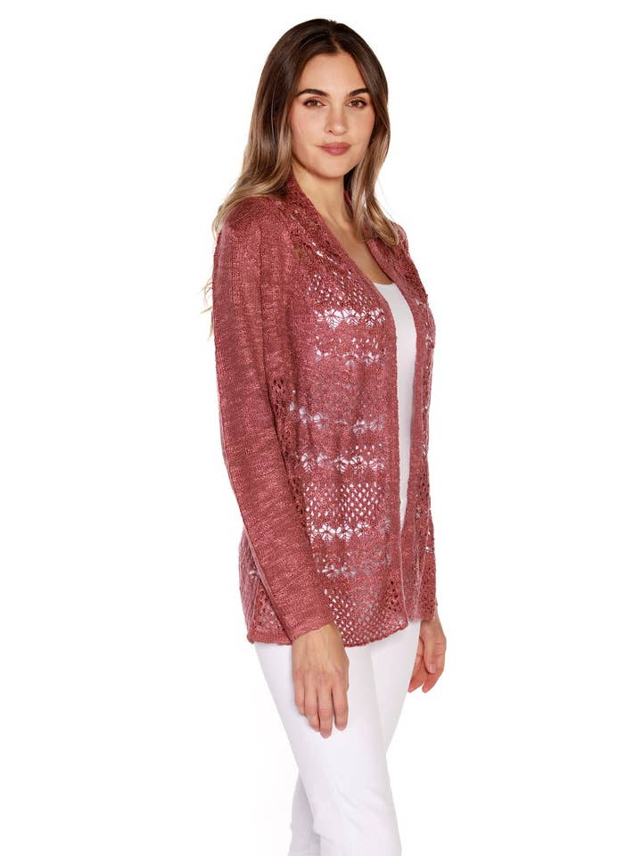 Belldini - Wholesale Cardigan - Women's - Women's Long Sleeve Crochet Knit Swing Cardigan24