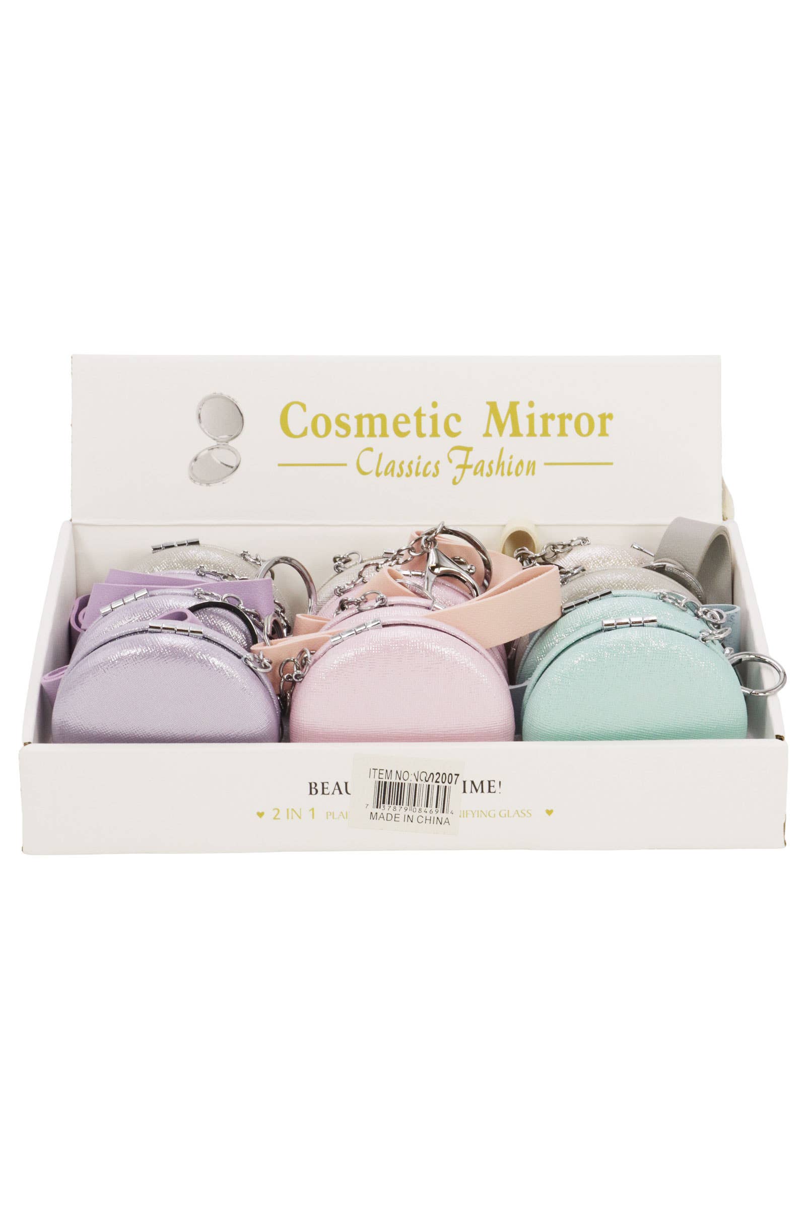 DIVERSE Pärlemorskimrande Macaron Kompakt Spegel Nyckelring för wholesale på Faire2