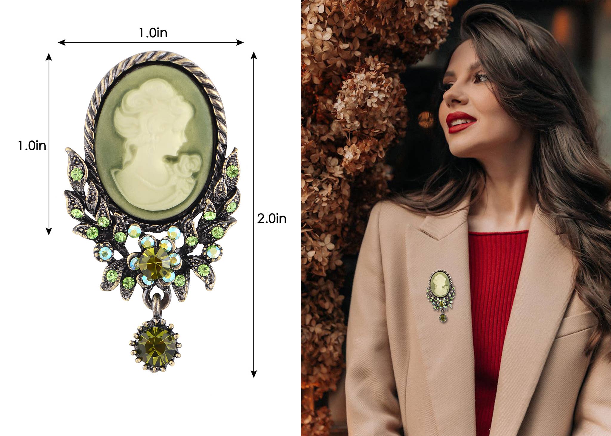 AK Brand - Wholesale Brooch - Vintage Victorian Cameo Brooch Maiden Flower Ribbon Bow57