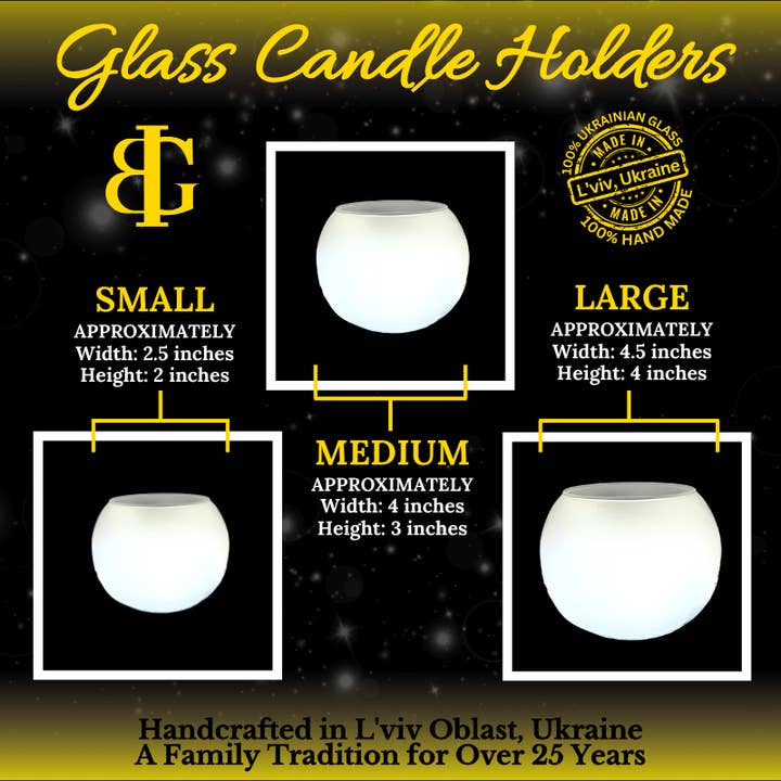 Glass by Iness - Wholesale Candle Holder - Small Frosted Glass Candle Holder, Hand Crafted in Ukraine, White Church Winter Wonderland, Wonderful Year Round7