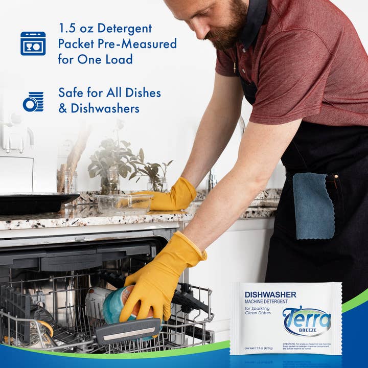 Diversified Hospitality Solutions - Wholesale Dish Soap - Terra Breeze Automatic Dishwasher Detergent Powder,1.5 oz. Individually Wrapped Packets (50 packs)4