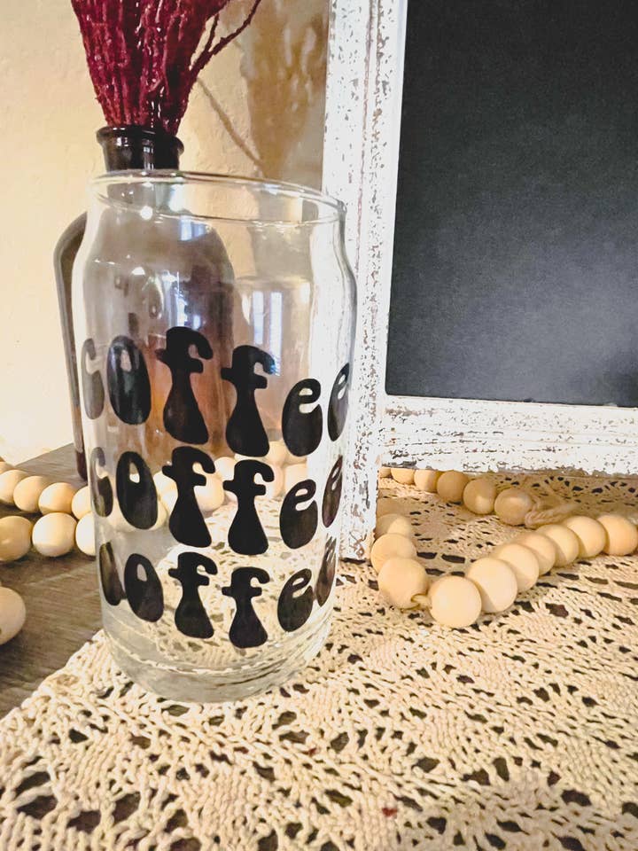 Retro Iced Coffee Can Glass Mug for wholesale by Wild Souls Co