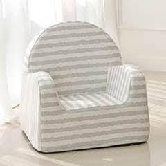 Baby Care Soffkin Leather Kids Sofa - Grey with Stripe for wholesale by Posh Baby & Kids