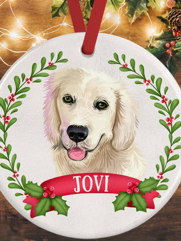 Golden Retriever Christmas Decoration for wholesale by WagATudeTags