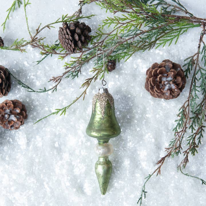 Ragon House - Wholesale Ornament - GREEN FINIAL BELL ORNAMENT