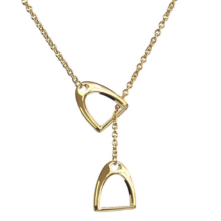 HoopLa - Wholesale Y-Neck/Lariat Necklace - Colt & Filly Stirrup Lariat Steel Necklace- Waterproof