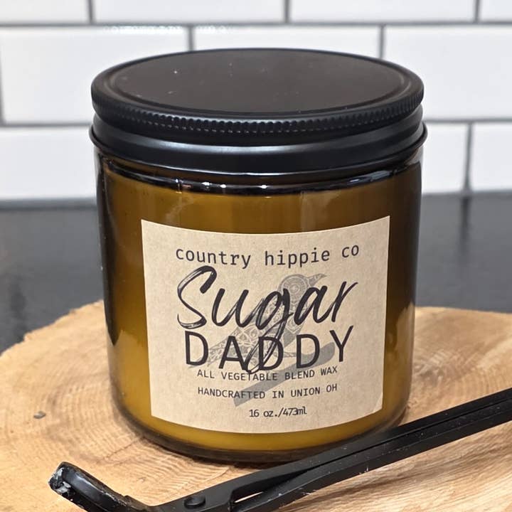 Sugar Daddy 16 oz Apothecary-Inspired Candle for wholesale by Country Hippie Co.