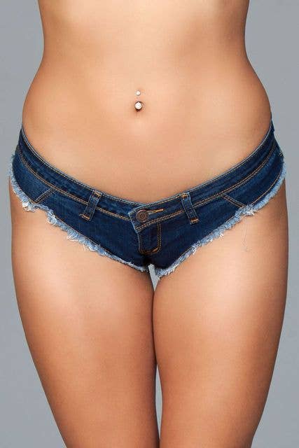 Wholesale J8BL Buns Out Cheeky Shorts - Dark Wash for your store