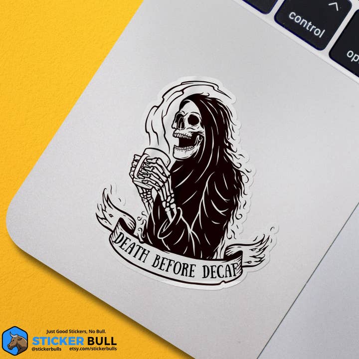 Sticker Bull – wholesale Klistermärke – Död före koffeinfritt, kaffeälskare klistermärke, vinyl vattentät klistermärke för bilar, vattenflaskor, bärbara datorer och mer!3