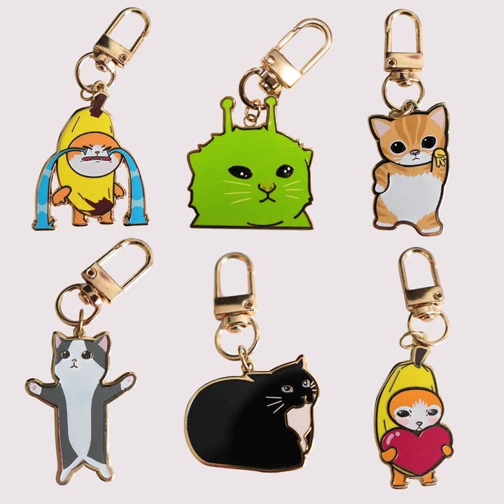 Silly Cats: Hard Enamel Keychains for wholesale by Strawberry Milk Shop