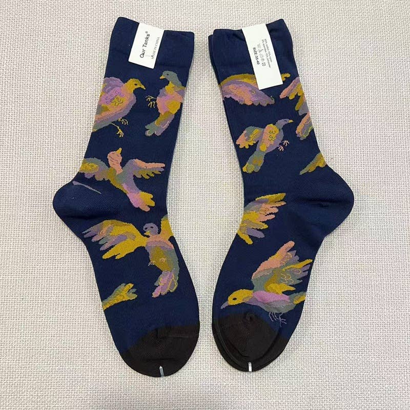 Tourtiwi – Meias - Unissexo por atacado – Meias com padrão de pintura a óleo assimétrico24