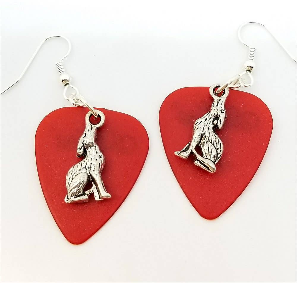 Simply Raevyn - Wholesale Dangle Earrings - Wolf Charm Guitar Pick Earrings20