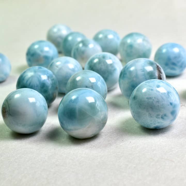 Larimar Dolphin Carved Crystal Sphere Ball - 2 Options for wholesale by Calder Crystals