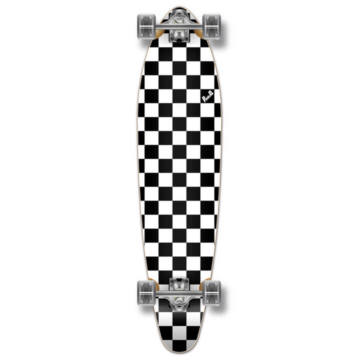Yocaher Kicktail Complete Longboard - Checker White for wholesale by Yocaher Skateboards