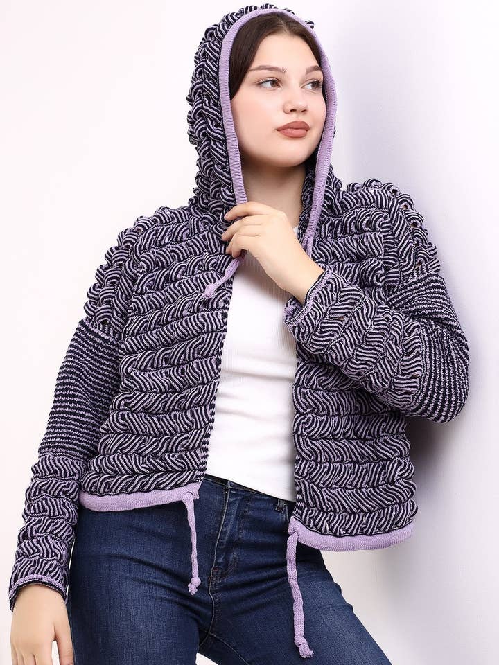 HOODED KNITWEAR CARDIGAN for wholesale by Cloth Cube