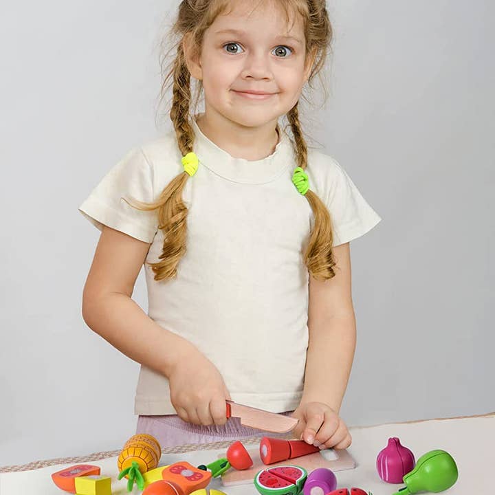 Fun Little Toys - Vendita all'ingrosso Set di giocattoli - Bambini - Set Gioco da Cucina in Legno 35 Pezzi con Frutta e Verdura Giocattolo per Bambini5