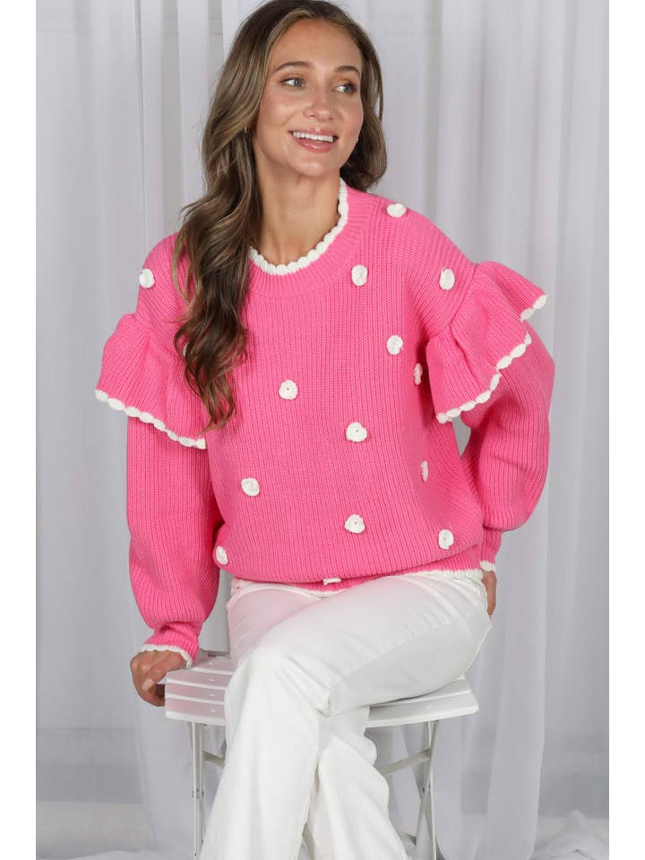 Vine & Love - Wholesale Knit Sweater - Women's - Charming Snowy Accents Festive Knitted Sweater VT829863