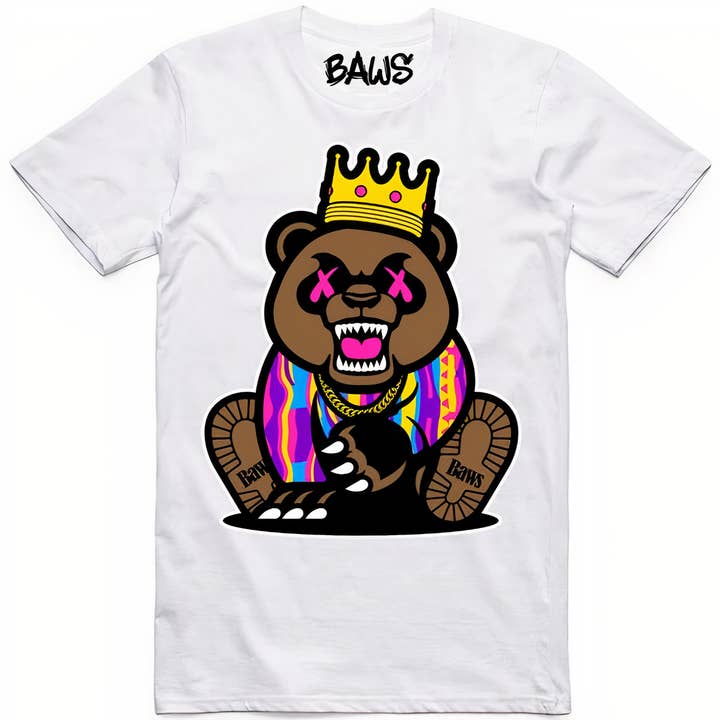 Crazy Grizzly Baws Shirt - White for wholesale by Baws Clothing