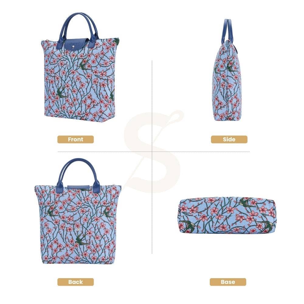 SignareArt - Vente Sacs de course/à provisions - FDAW-BLOS | SAC D'ÉPICERIE PLIABLE Almond Blossom And Swallow1