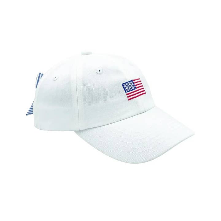 Bits & Bows - Wholesale Baseball Cap - Women's - American Flag Bow Baseball Hat (Adult)