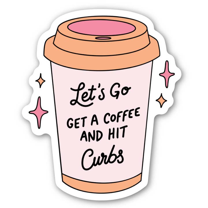 Laten we een koffie halen en stoepranden raken sticker voor wholesale door inviting affairs paperie