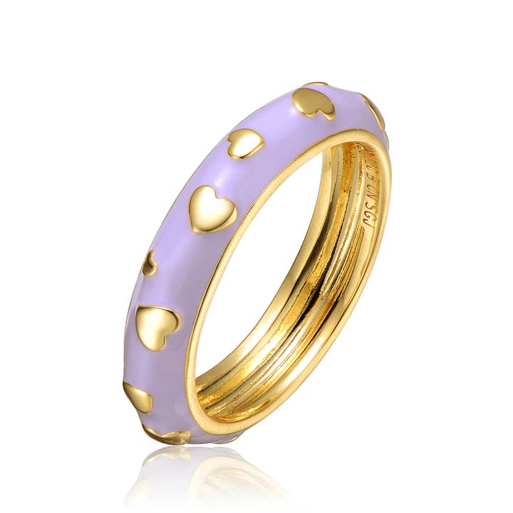 14-karaats vergulde emaille stapelband met hart voor jonge volwassenen/tieners voor wholesale door Rachel Glauber