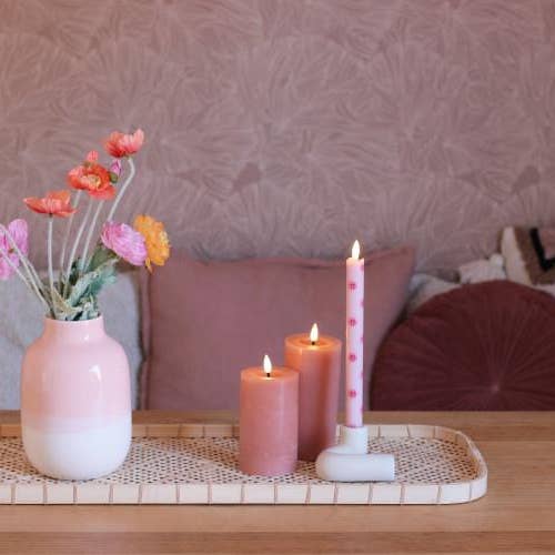 Aifcandles - Vendita all'ingrosso Candela senza fiamma - Candela a Colonna LED Smiley Rosa - Set di 211