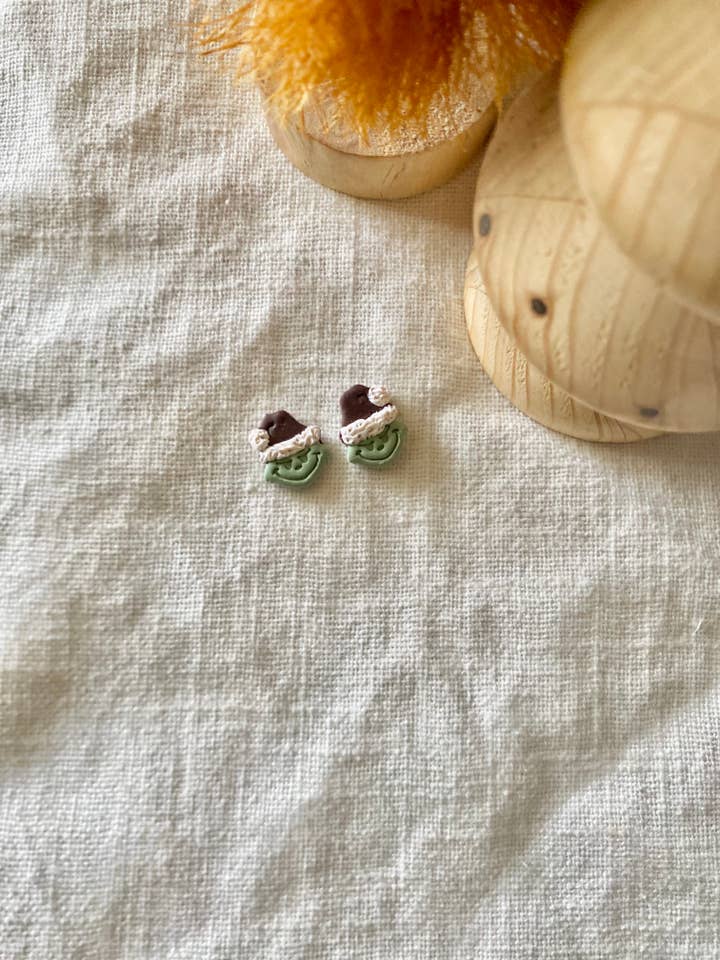 mini grinch stud earrings for wholesale by Terra Made