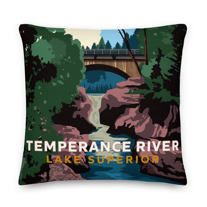 Landmark MN | Temperance River Premium Pillow for wholesale by Legendary Landmark Art Prints