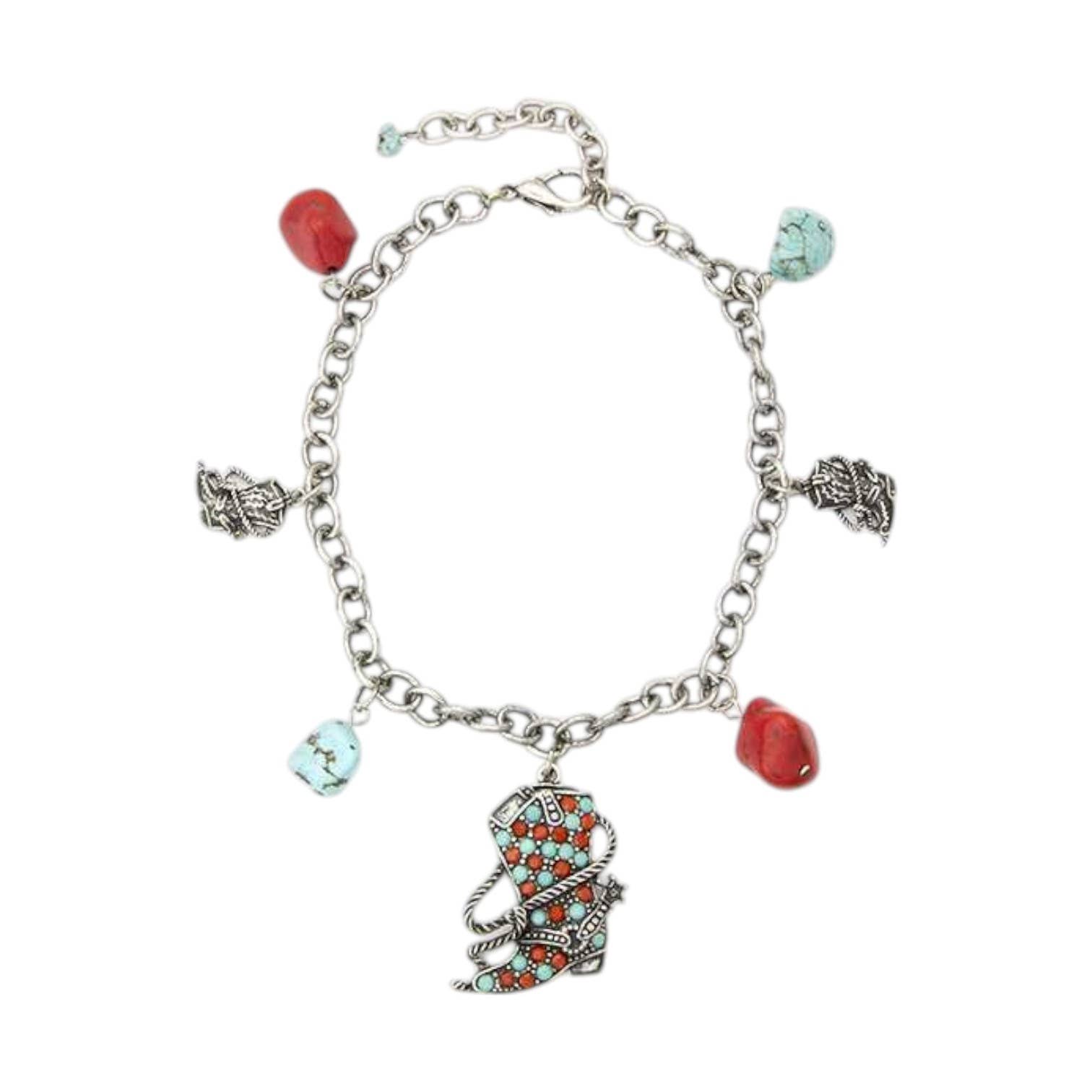 Rope & Spurs - Wholesale Charm/Dangle Bracelet - Paved Stone Boot Charm2