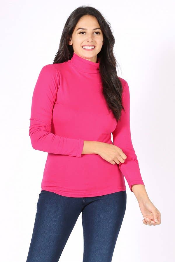 Color 5 - Wholesale T-Shirt - Women's - Solid color turtle neck long sleeve cotton lycra t shirt17