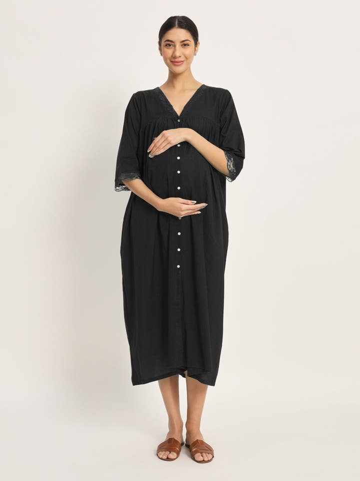 Klassisk svart Preggo & Posh mammaklänning & amningsklänning för wholesale av Thevasa