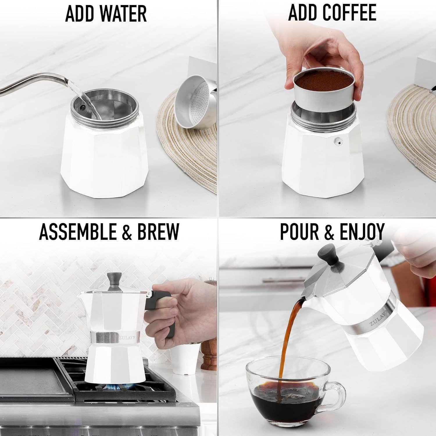 Zulay Kitchen – Großhandel Espressokocher – Moka Pot Espresso - Kubanische Kaffeemaschine34