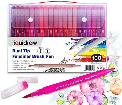 Liquidraw – Engroshandel Marker – Liquidraw Dual Tip Brush Penne Fineliner Farvesæt Fineliners Farvede Akvarelmarkører I Etui Til Voksen Farvebøger, Skitsering, Maleri, Kalligrafi, Tegning & Bogstaver6