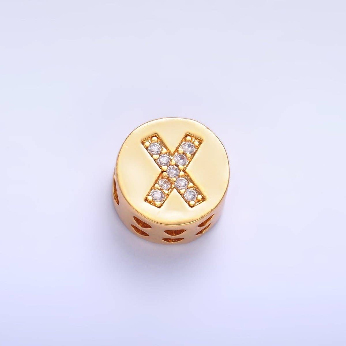 Aim Eternal - Wholesale Beads - 24K Gold Filled Alphabet Letter Micro Paved CZ Round Bead | A1526 - A153823