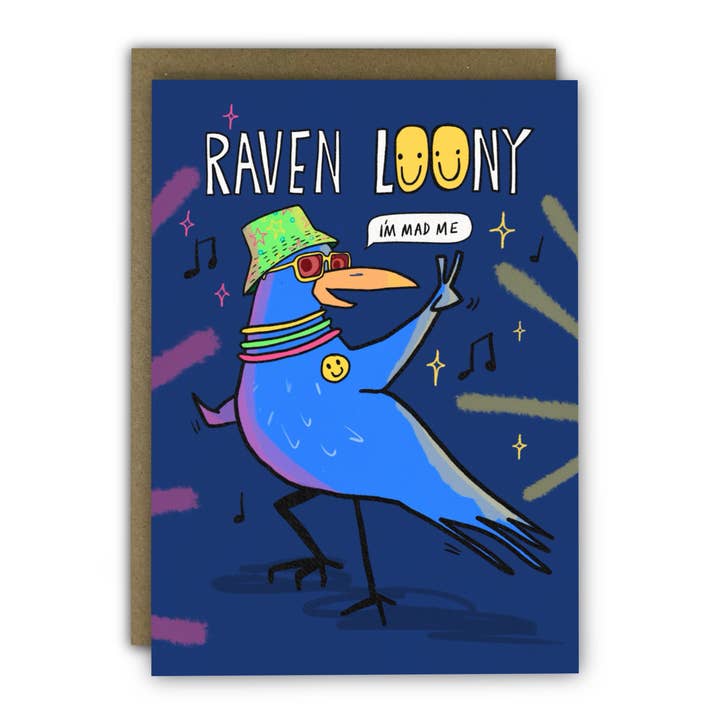 Funny Birthday Card - Raven Loony 90s Rave for wholesale by RUNNING WITH SCISSORS