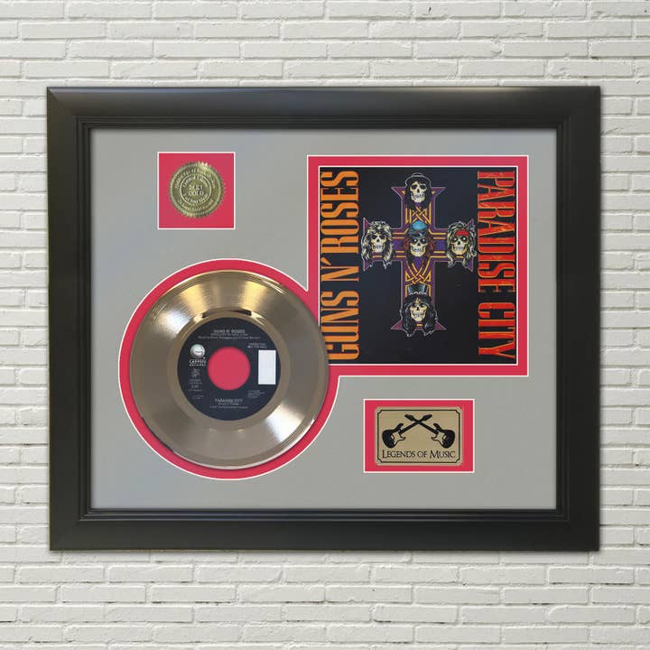 Guns N Roses Paradise City Framed Gold 45 Display for wholesale by Gold Record Outlet
