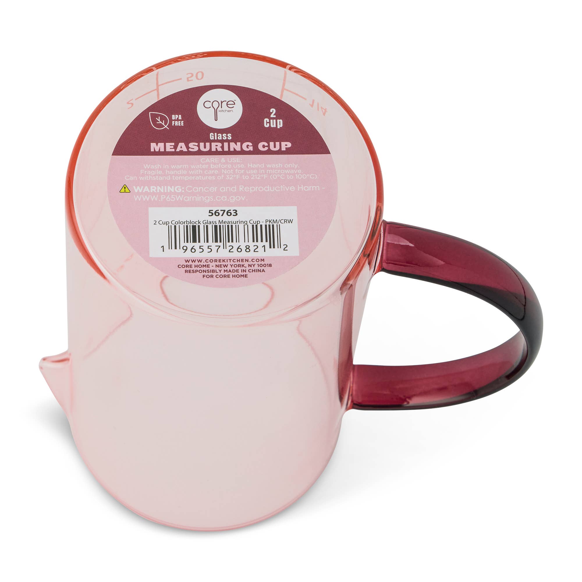 Core Home - Wholesale Measuring Cup - 2 Cup Colorblock Glass Measuring Cup - PKM/CRW1