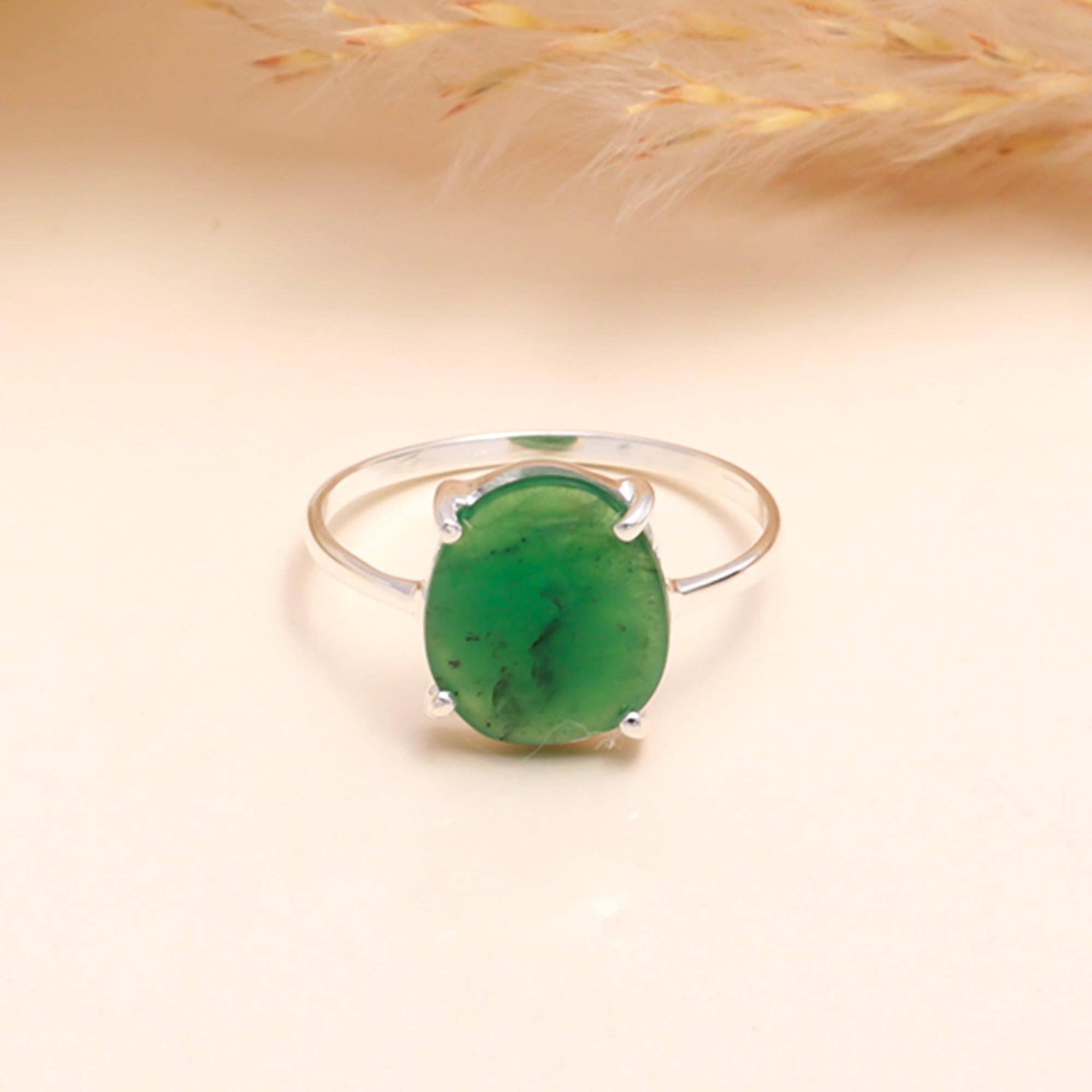 AG 925 JEWELLERY - Wholesale Cocktail/Statement Ring - 925 Sterling Silver Cushion-Cut Green Jade Ring2