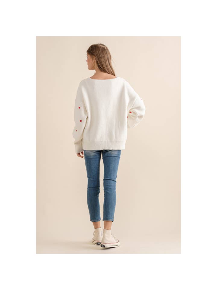 Sweet Generis - Wholesale Knit Sweater - Women's - HEART PATTERN BOXY KNIT PULLOVER SWEATER35